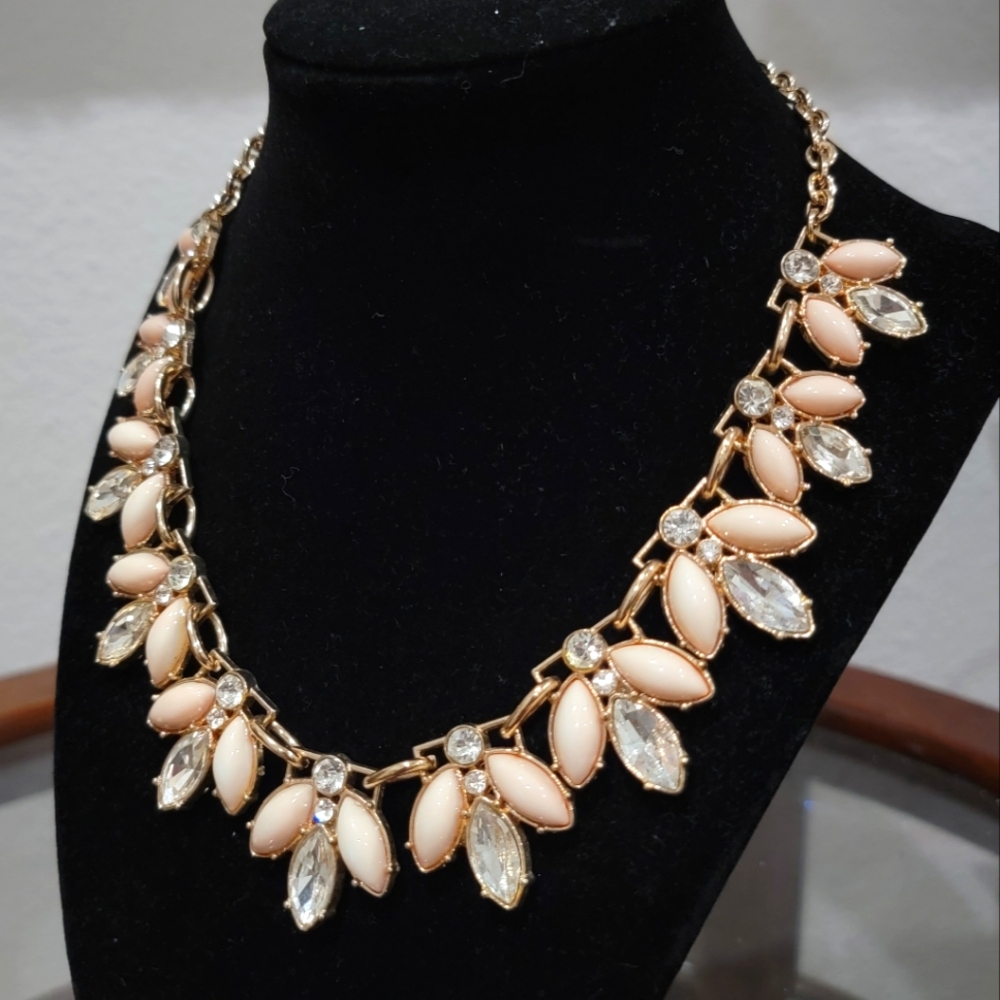 Pink Rhinestone Statement Necklace - image 2